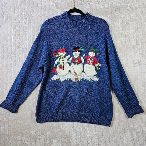 VTG Marisa Christina Winter Sweater Womens XL Snowman Angora Christmas Retro - Picture 1 of 7